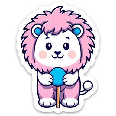 Lion with cotton candy mane and star patterns sticker