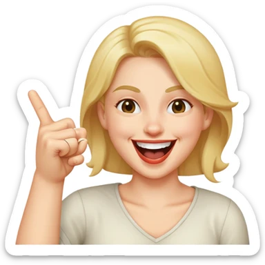 Laughing emoji with finger gun pointing at self sticker