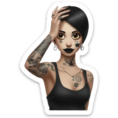 Feminine arm, black fingernails and gothic tattoos  sticker
