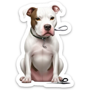 Pit bull cutting hair sticker