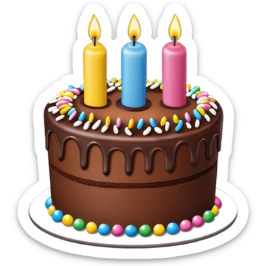 a big chocolate birthday cake with a number candle 8 on top sticker