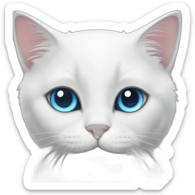 White cat, petite, a little gray, azure eyes sticker