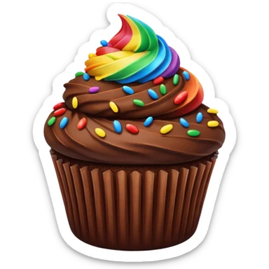 chocolate cupcake with chocolate frosting and sprinkles sticker