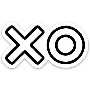 X and O icon, outlined style, no fill, strong black lines, minimalistic look sticker