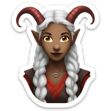 red female tiefling with white hair sticker