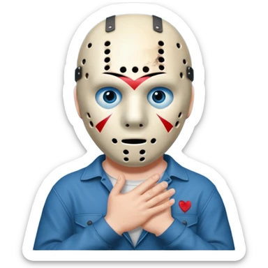 Jason Voorhees, looking cute, with his hands clasped in front of him, at a sideways angle, looks like he is in love sticker