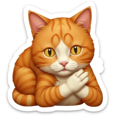 A cat holding its forehead with its paw because it has a headache sticker