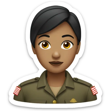 Female marine corps with short black hair light skin girl sticker