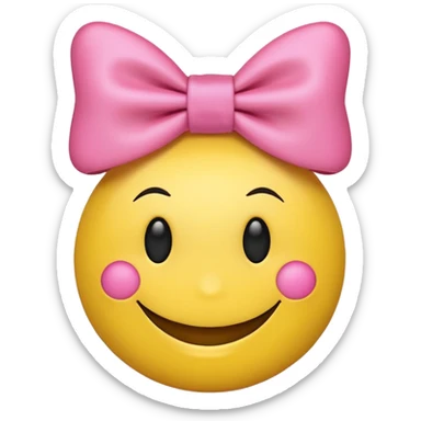 A smiley face with a small pink bow sticker