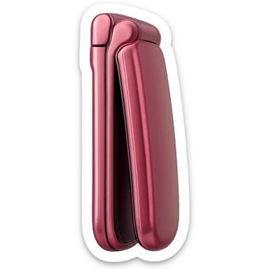 Make this vintage pink razor flip phone look more realistic in a photorealistic style, side profile, slim, metallic pink, no background. sticker