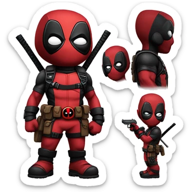 Cute deadpool character full body sticker