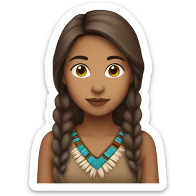 Indigenous woman long brown hair sticker