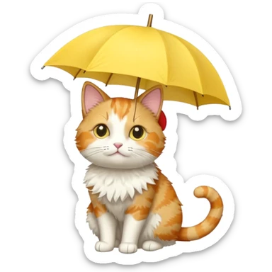 Cat with yellow umbrella sticker