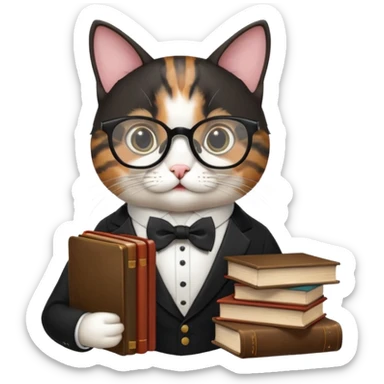 Travelling studious cat sticker