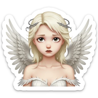 Female angel with torn wings, exposed collarbones, sorrow and lust intertwined sticker