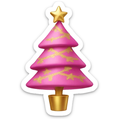 Pink Christmas tree with gold trum sticker