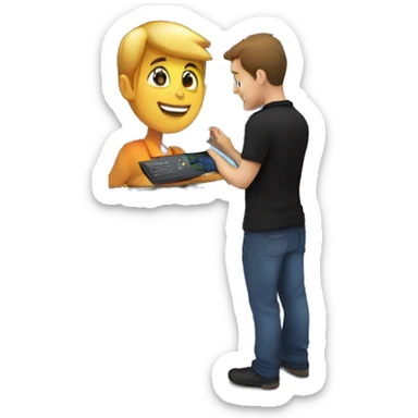 Technician in black polo shirt installing a 43 inch  monitor on exhibition stand sticker