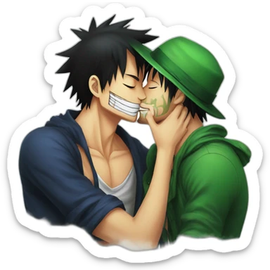 luffy kissing zoro sticker