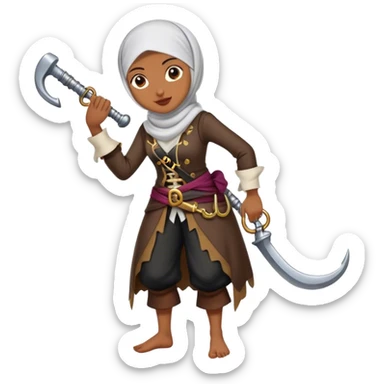 Hijabi woman with an amputated pirate hook leg sticker