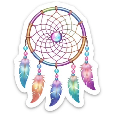 Iridescent pastel rainbow colorful transparent bright light luminescent dream-catcher  sticker