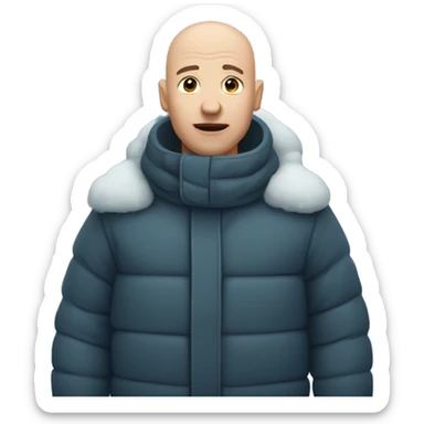 A bald man freezing in the snow sticker