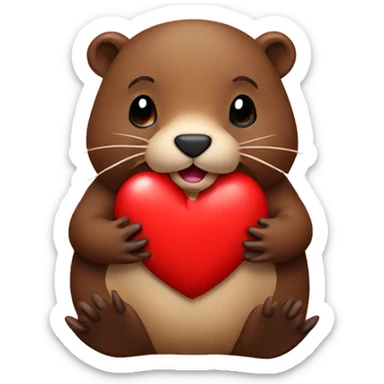 Beaver with red heart emoji sticker