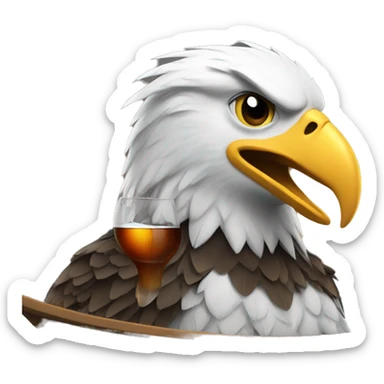 Eagle drinking alcohol on a boat sticker