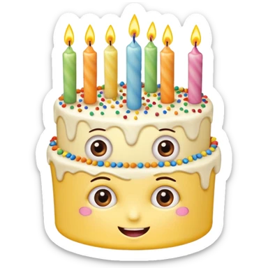 birthday cake with eyes and candles sticker
