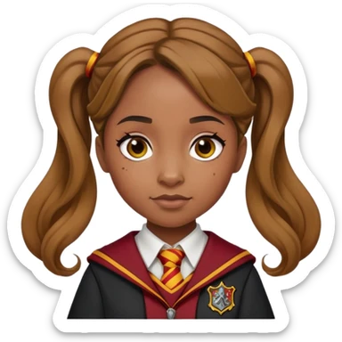 Angelina Johnson in harry potter, wear hogwarts gryfindor uniform, pigtail hair sticker