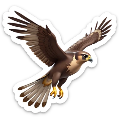 cinematic-falcon-realistic-full-body-diving-emoji,-sleek-aerodynamic-frame-plummeting-through-the-air-with-lightning-speed,-razor-sharp-talons-poised-for-the-strike,-feathered-wings-angled-for-maximum-precision,-keen-dark-eyes-locked-onto-its-prey,-patterned-grey-and-white-feathers-glinting-in-the-sun,-simplified-yet-realistic-focused-features,-highly-detailed,-glowing-with-a-sharp-intense-aura sticker