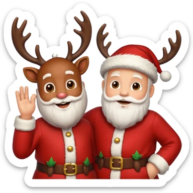 Santa with Rudolph  sticker