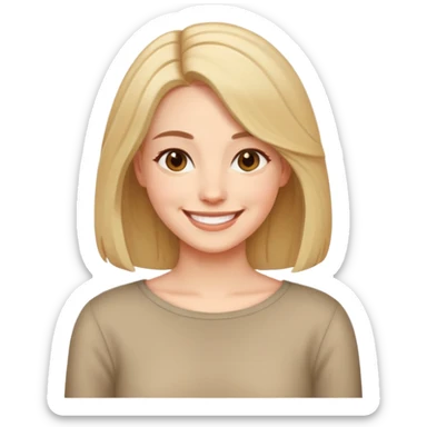 A woman with shoulder length hair, smiling warmly sticker