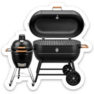 Black large kamado bbq on weels sticker