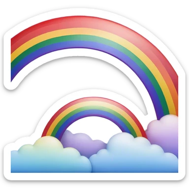 Cinematic Realistic Rainbow Emoji, Arching gracefully across the sky, with soft, glowing hues of red, orange, yellow, green, blue, indigo, and violet blending seamlessly into one another. The rainbow feels like a hopeful promise, gently illuminating the sky with a warm, uplifting glow. Soft glowing outline, capturing the essence of joy, hope, and vibrant color in a stunning rainbow! sticker