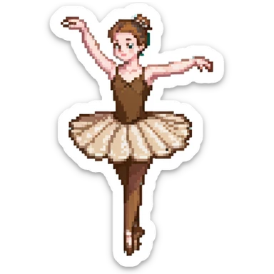 Ballerina with coffee-colored costume performing a pirouette sticker
