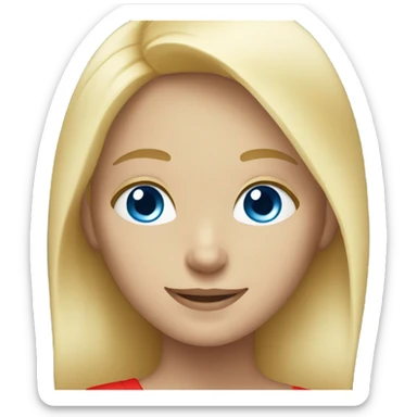 smiling blonde with blue eyes girl in red sticker