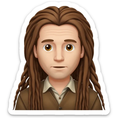 white Man with long brown dreadlocks sticker