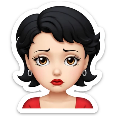 Do not change the face I already created, I want her with Betty boop face and black hair upset sticker
