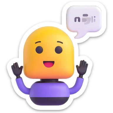 digital assistant with a speech bubble AI themed emoji sticker