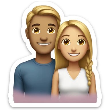 smiling girl with man sticker