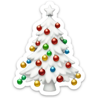 White Christmas tree with ornaments  sticker
