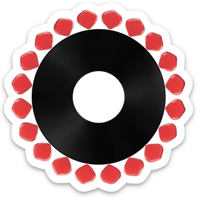 vinyl record with hearts around it sticker