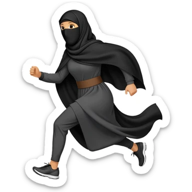 person wearing a niqab, running sticker