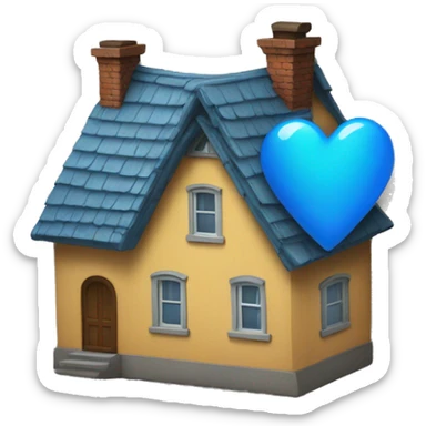 Home with blue heart sticker