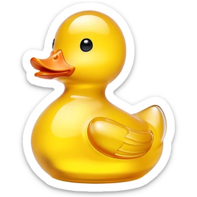 glowing glass rubber duck,  minimalistic yellow transparent glass 3d neon glowing sticker
