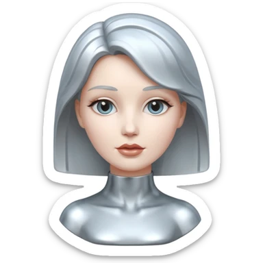 an elegant metallic chrome woman statue  sticker