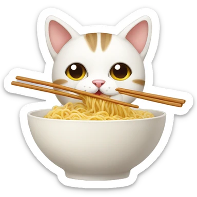 Cute cat eating noodles  sticker