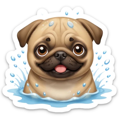 Pug  nadando sticker