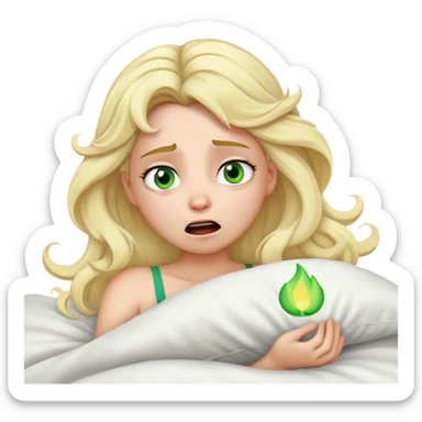 Cinematic Funny Aurora Portrait Emoji, Looking confused as she wakes up, hair a complete mess, blinking sleepily, the struggle of waking up beautifully captured in a hilarious yet endearing moment! sticker