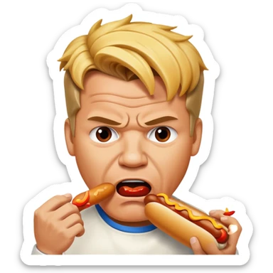 gordon ramsay eat a hotdog, angry sticker